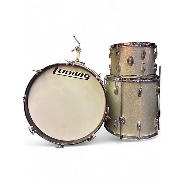 Vintage 1963 Ludwig 3 Piece Maple Classic Silver Sparkle Drum Kit