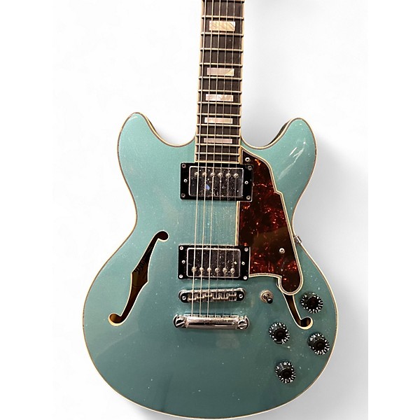 Used D'Angelico Premier Series DC sky blue Hollow Body Electric Guitar