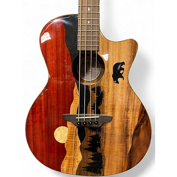 Used Luna VISTA BEAR BASS Natural Acoustic Bass Guitar