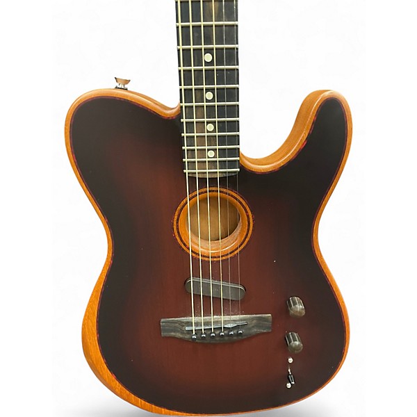 Used 2022 Fender American Acoustasonic Telecaster Bourbon Burst Acoustic Electric Guitar