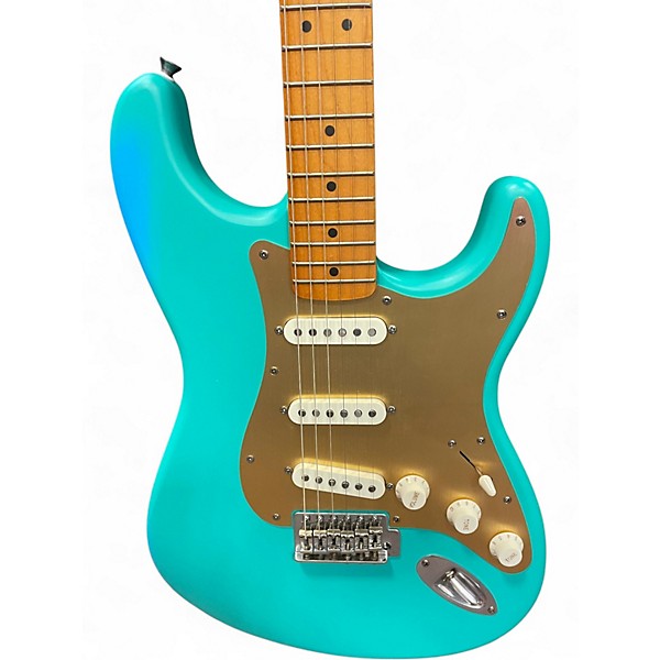 Used Squier 40th Anniversary Stratocaster  Satin Sea Foam Green Solid Body Electric Guitar