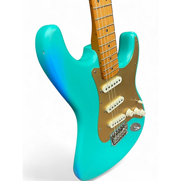 Used Squier 40th Anniversary Stratocaster  Satin Sea Foam Green Solid Body Electric Guitar