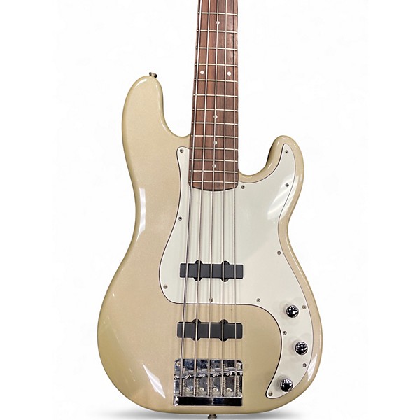 Used Squier  5 STRING PRECISION  BASS Shoreline Gold Electric Bass Guitar