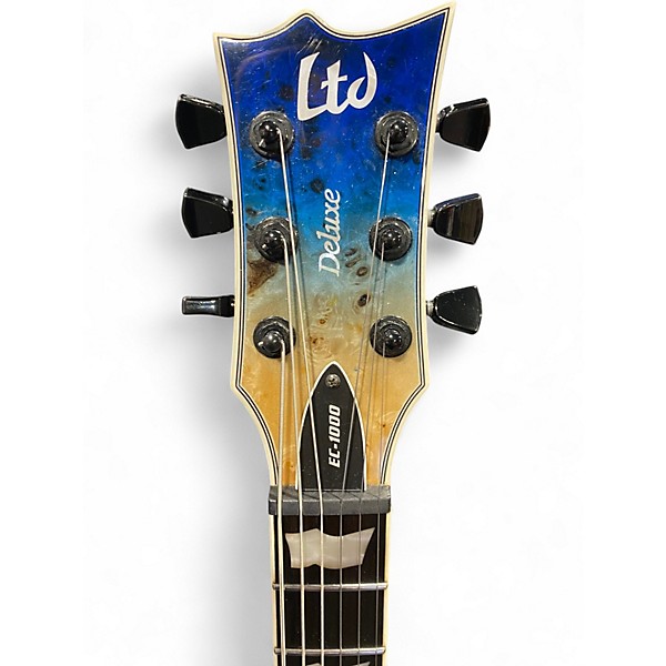Used ESP LTD EC1000 Cerulean Burl Burst Solid Body Electric Guitar