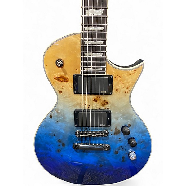 Used ESP LTD EC1000 Cerulean Burl Burst Solid Body Electric Guitar