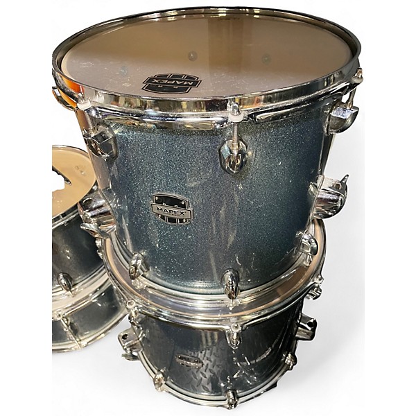 Used Mapex 5 Piece mars birch drum set blue sparkle Drum Kit