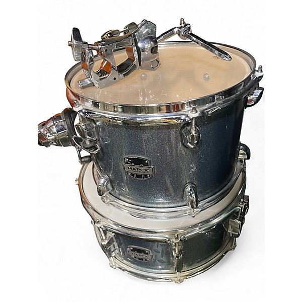 Used Mapex 5 Piece mars birch drum set blue sparkle Drum Kit