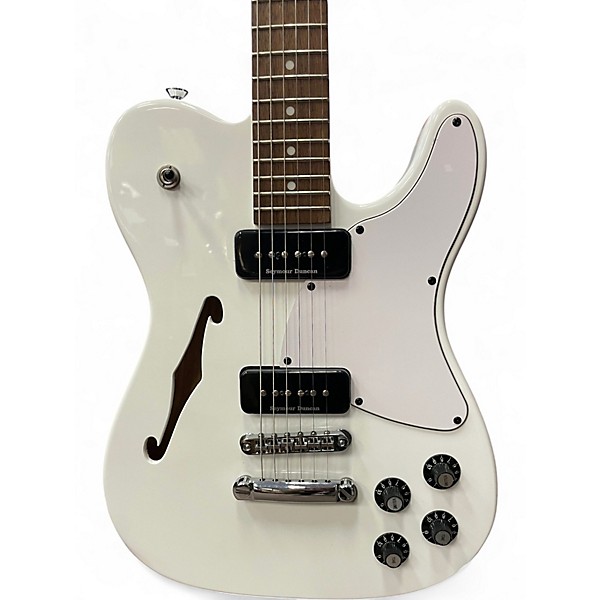 Used Fender JA90 Jim Adkins Thinline Telecaster White Hollow Body Electric Guitar