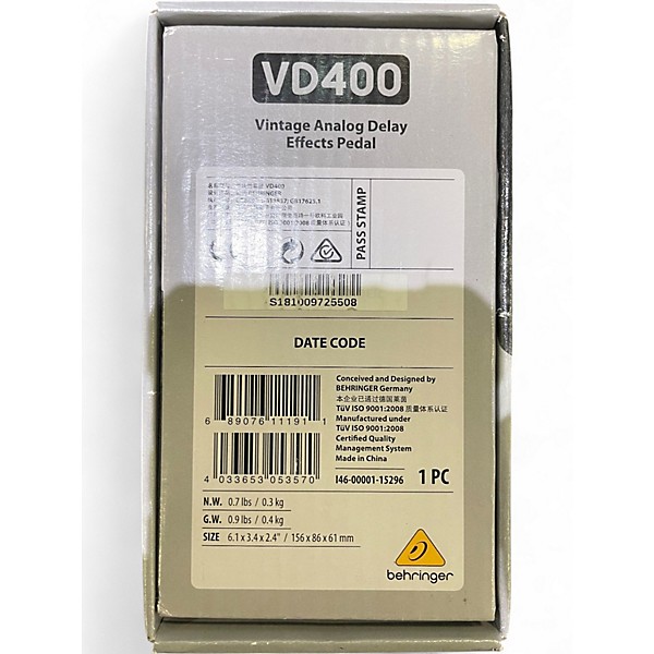 Used Behringer VD400 Vintage Delay Effect Pedal