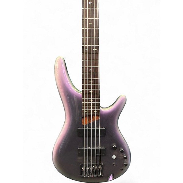 Used Ibanez SR505 5 String Black Aurora Burst Electric Bass Guitar