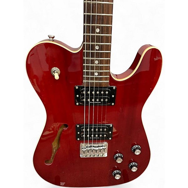 Used Squier MASTER SERIES THINLINE TELECASTER Trans Crimson Red Hollow Body Electric Guitar