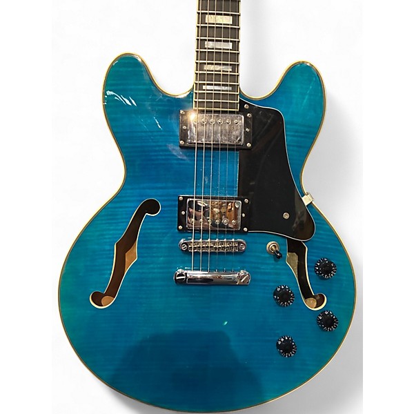 Used Aio Wolf SH-335 Turquoise Hollow Body Electric Guitar