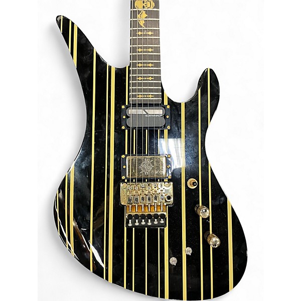 Used Schecter Guitar Research Synyster Gates Signature Custom S Black and Gold Solid Body Electric Guitar