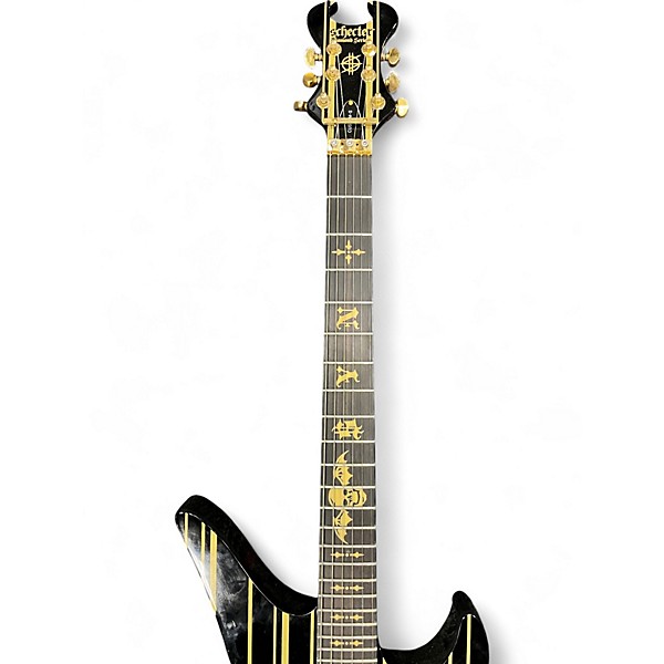 Used Schecter Guitar Research Synyster Gates Signature Custom S Black and Gold Solid Body Electric Guitar