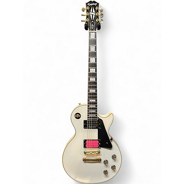 Used 2021 Epiphone Les Paul Custom Alpine White Solid Body Electric Guitar