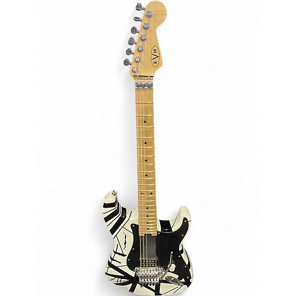 Used EVH Striped Series Black and White Solid Body Electric Guitar
