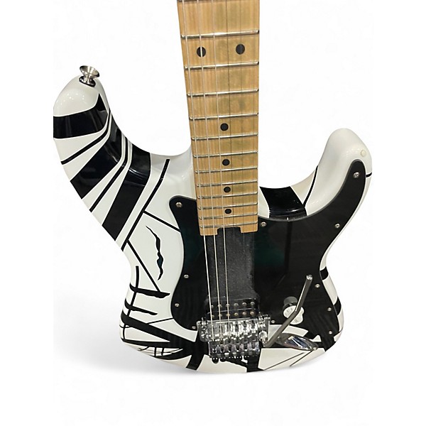 Used EVH Striped Series Black and White Solid Body Electric Guitar