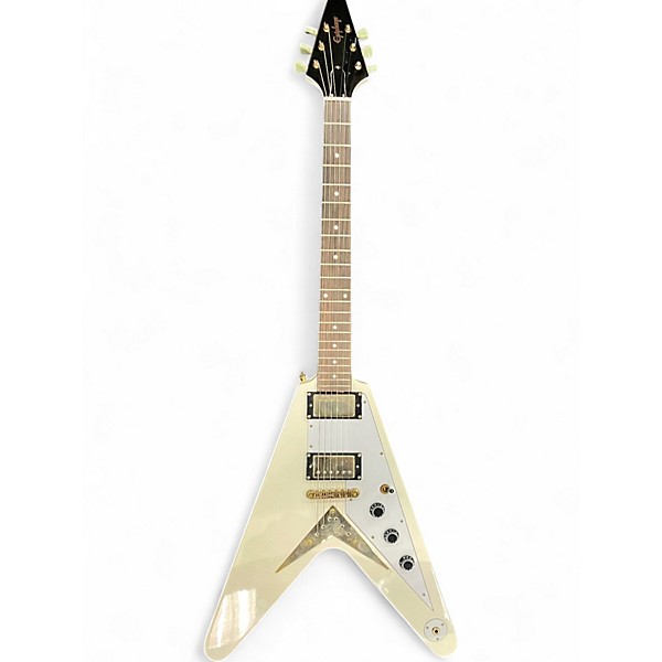 Used Epiphone 1958 Korina Flying V White Solid Body Electric Guitar