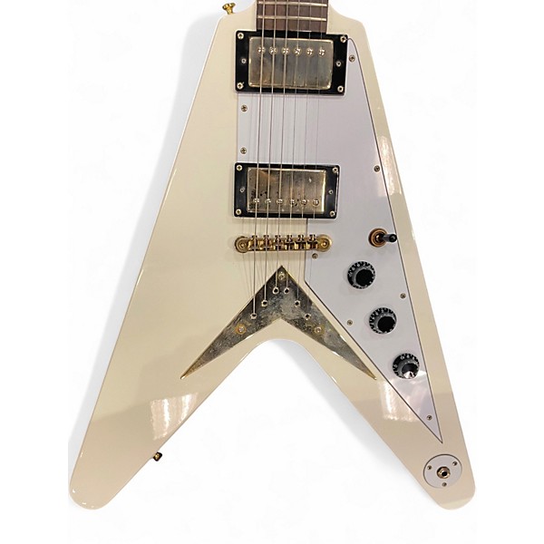 Used Epiphone 1958 Korina Flying V White Solid Body Electric Guitar