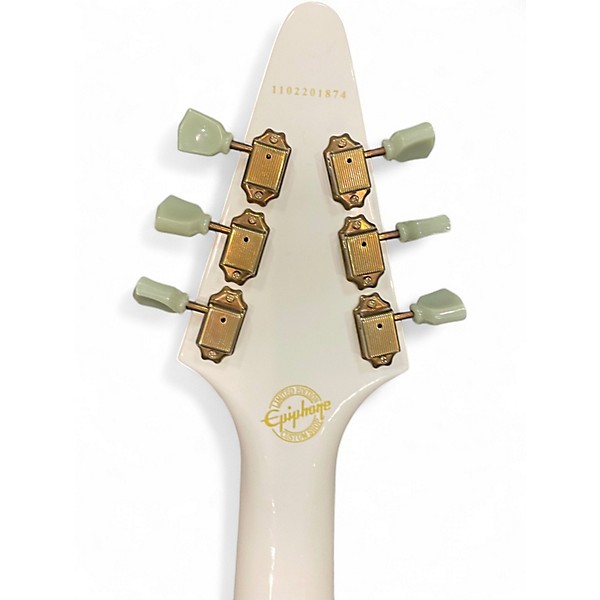 Used Epiphone 1958 Korina Flying V White Solid Body Electric Guitar