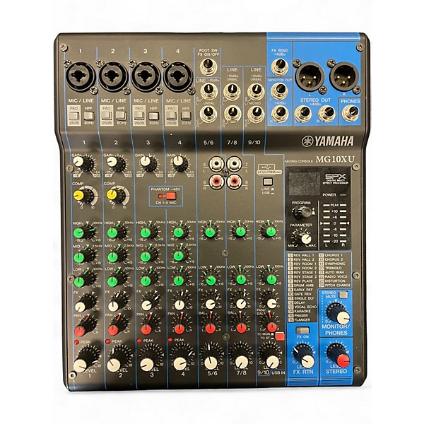 Used Yamaha MG10XU 10 Channel Mixer with Effects Unpowered Mixer