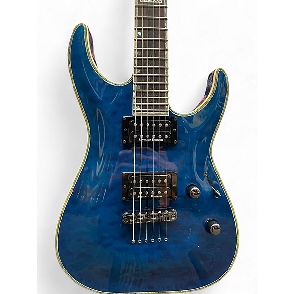 Used ESP LTD MH1000 Deluxe See Thru Blue Solid Body Electric Guitar