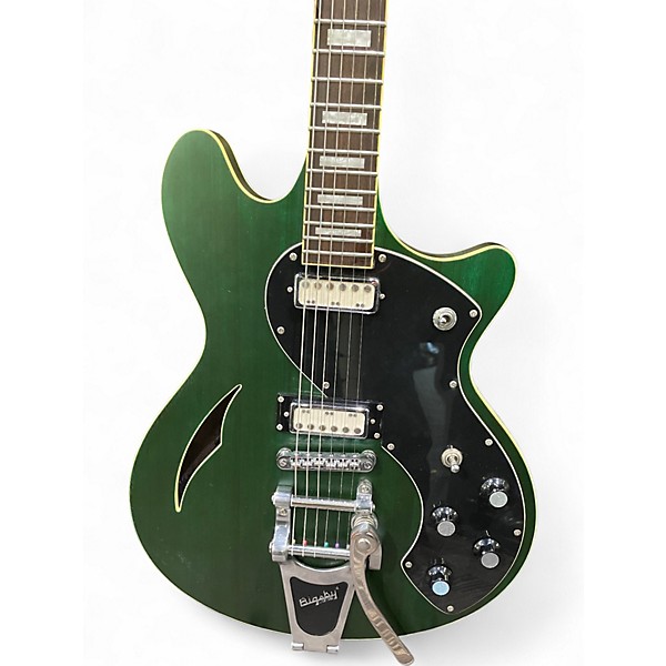 Used Schecter Guitar Research T S/H-1 Green Hollow Body Electric Guitar