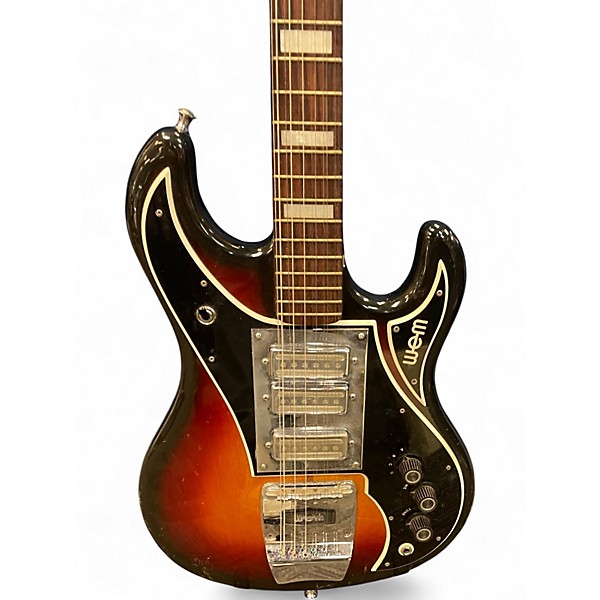 Vintage 1960s Wem SAPPHIRE 2 Color Sunburst Solid Body Electric Guitar