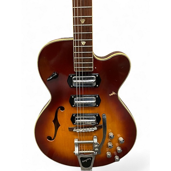 Vintage 1960s Kay K683 2 Tone Sunburst Hollow Body Electric Guitar