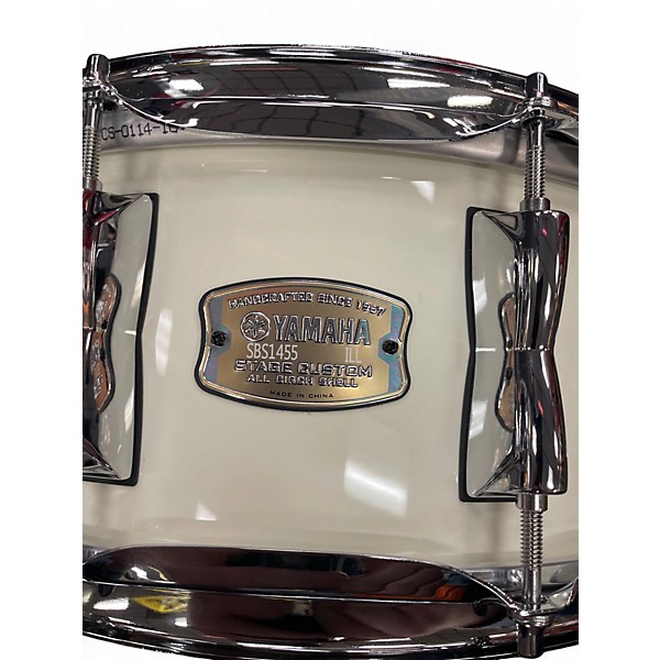 Used Yamaha 5.5X14.5 Stage Custom Snare classic white Drum