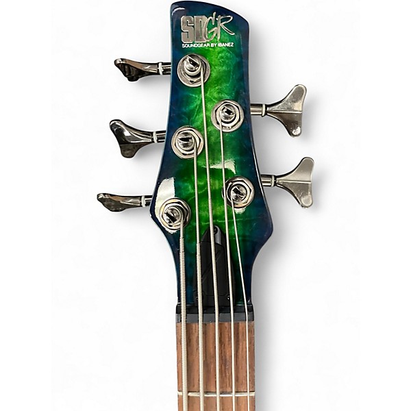 Used Ibanez SR405EQM 5 String Cosmic Blue Starburst Electric Bass Guitar