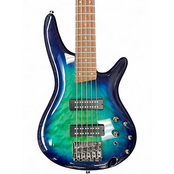 Used Ibanez SR405EQM 5 String Cosmic Blue Starburst Electric Bass Guitar