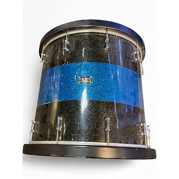 Used SJC Drums 4 Piece CUSTOM Black and Blue Sparkle Drum Kit