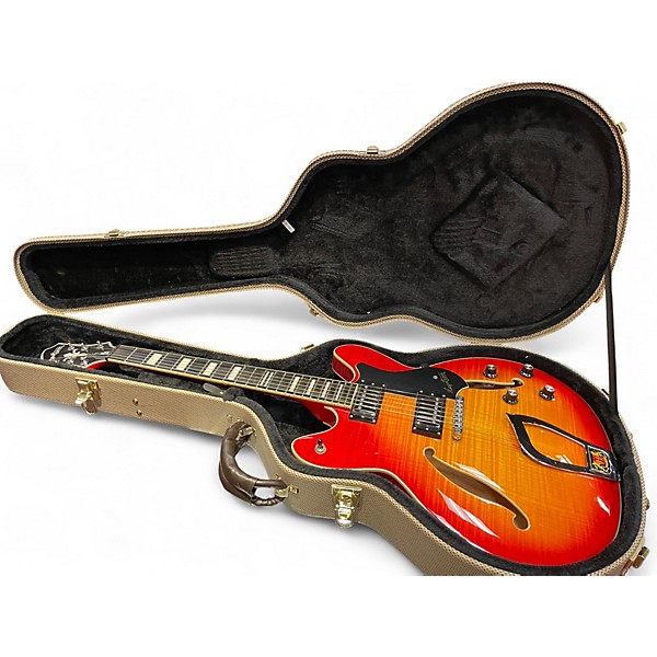 Used Hagstrom Viking Deluxe Cherry Sunburst Hollow Body Electric Guitar