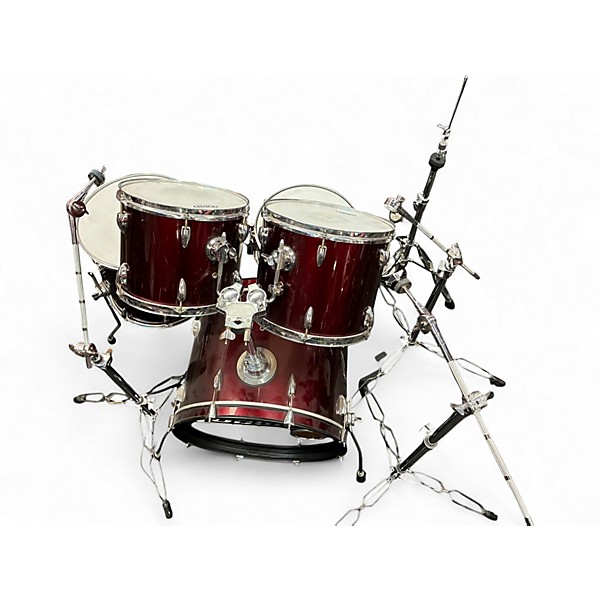 Used Ludwig 4 Piece Accent Red Sparkle Drum Kit