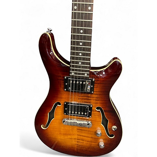 Used Harley Benton CST-24 Tobacco Flame Hollow Body Electric Guitar