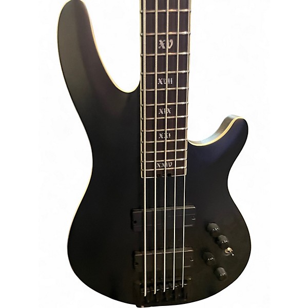 Used 2025 Schecter Guitar Research SLS Elite-5 Evil Twin Satin Black Electric Bass Guitar