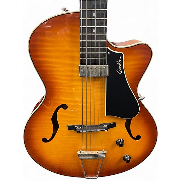 Used Godin 5th Avenue Jazz Burst Hollow Body Electric Guitar