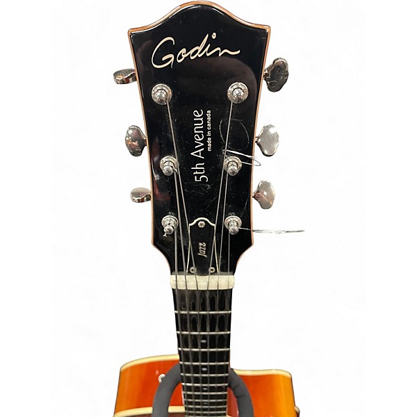 Used Godin 5th Avenue Jazz Burst Hollow Body Electric Guitar