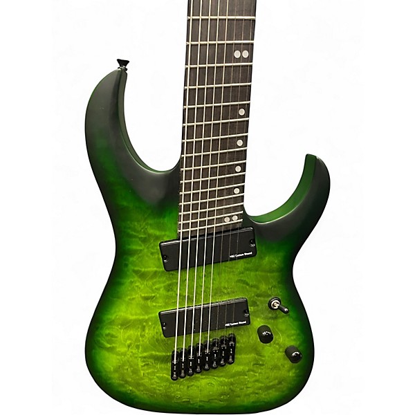 Used Harley Benton Multi Scale 8-NT Green Solid Body Electric Guitar