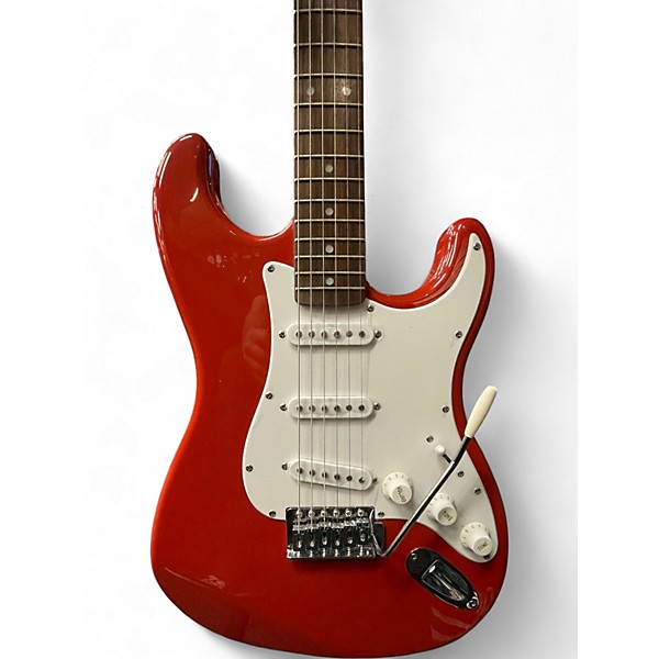 Used Starcaster by Fender Stratocaster Fire Red Solid Body Electric Guitar