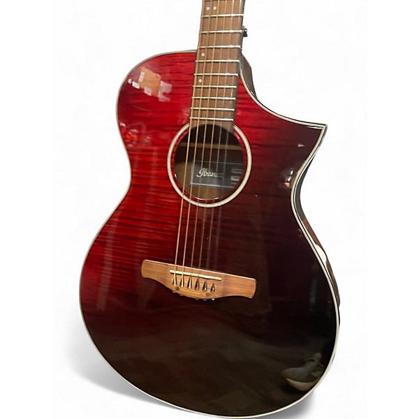 Used Ibanez AEWC32FM Crimson Burst Acoustic Guitar