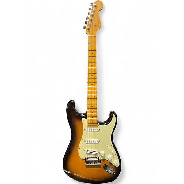 Used 2011 Fender American Deluxe Stratocaster V Neck 2 Tone Sunburst Solid Body Electric Guitar