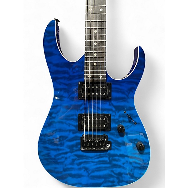 Used 2024 Ibanez GRG120QAS Trans Blue Gradation Solid Body Electric Guitar