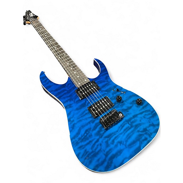Used 2024 Ibanez GRG120QAS Trans Blue Gradation Solid Body Electric Guitar