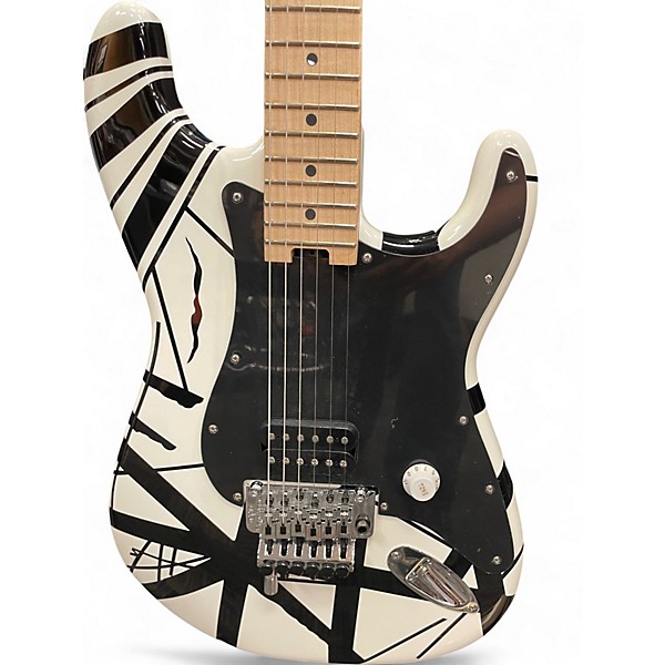 Used EVH Striped Series Black and White Solid Body Electric Guitar