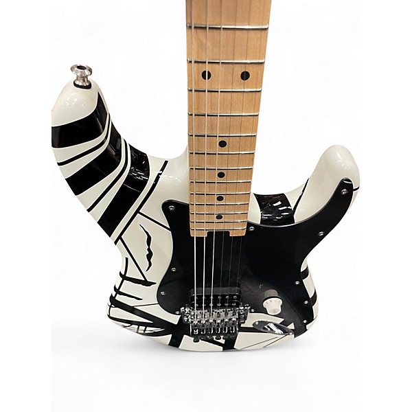Used EVH Striped Series Black and White Solid Body Electric Guitar