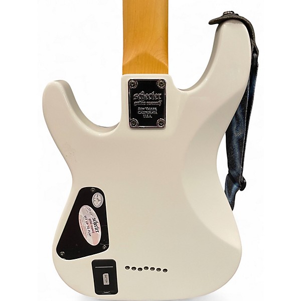 Used Schecter Guitar Research Demon 7 String White Solid Body Electric Guitar