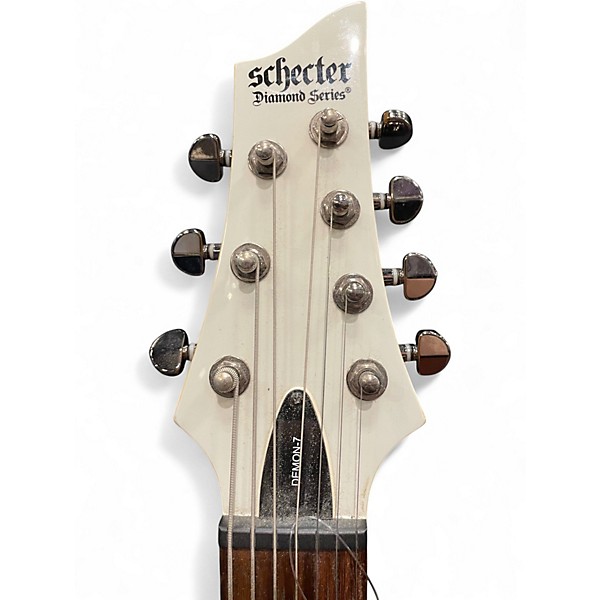 Used Schecter Guitar Research Demon 7 String White Solid Body Electric Guitar