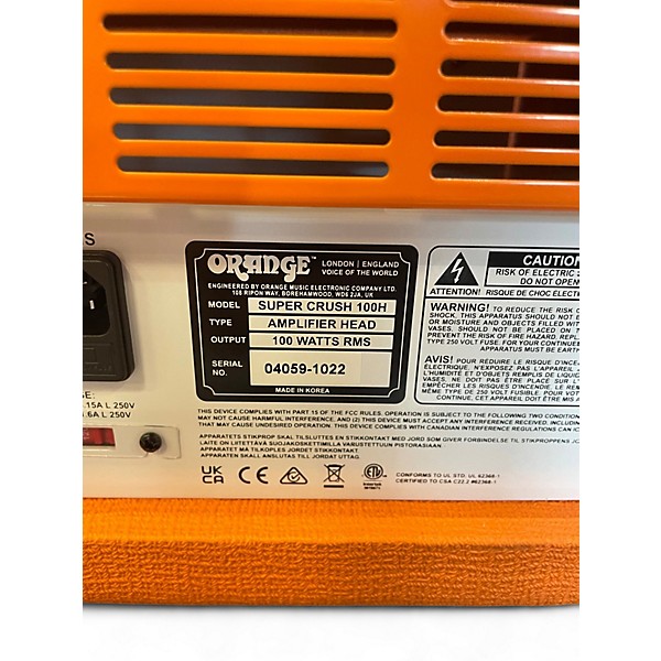 Used Orange Amplifiers Super Crush 100 Solid State Guitar Amp Head